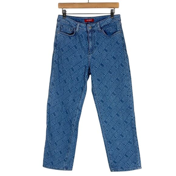 Guess Eco Mia Ultra High-Rise Logo Print Straight Jeans - Picture 4 of 9